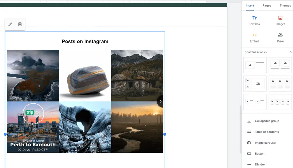 Embed Instagram feed on Google Sites elfsight