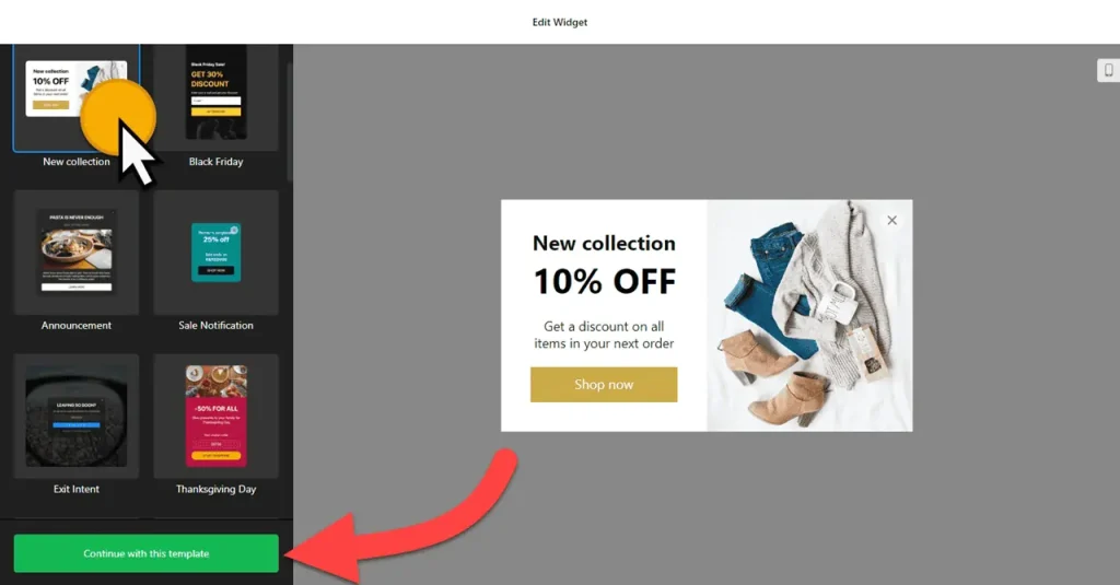 Popup widget