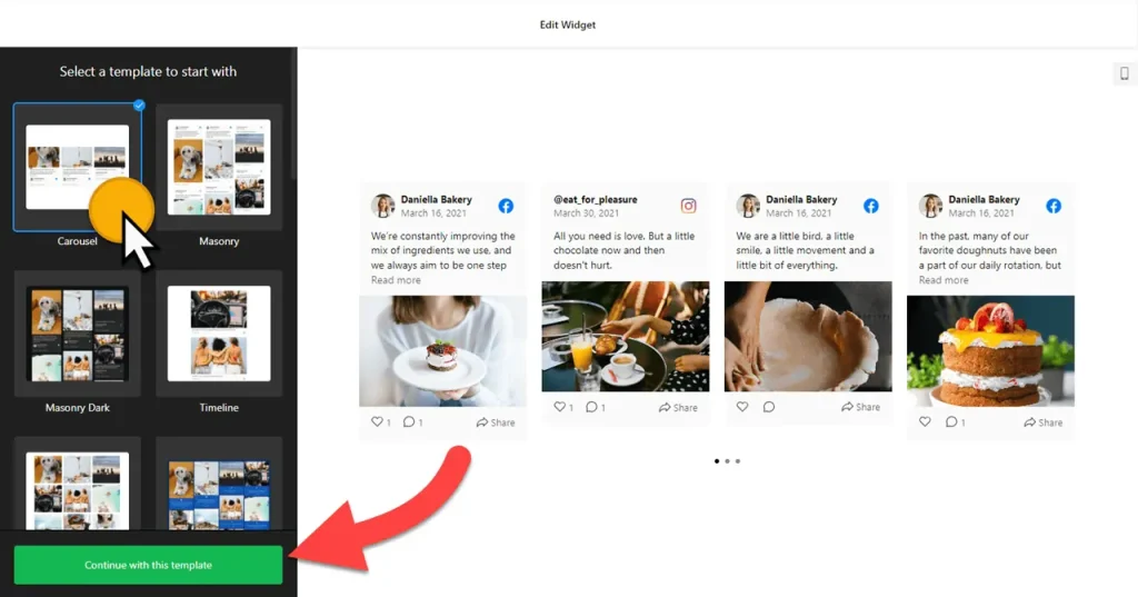 Social feed widget