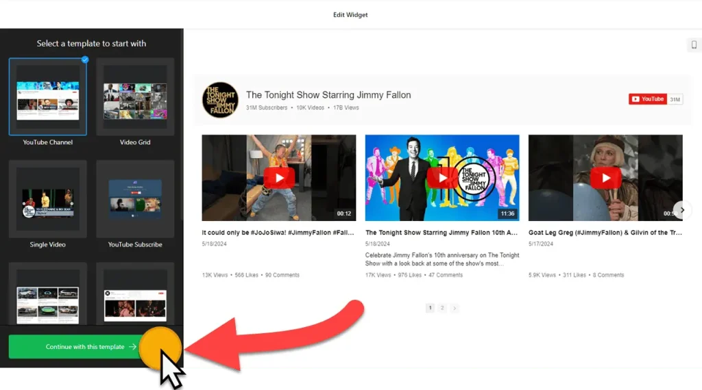 YouTube Gallery Channel Widget