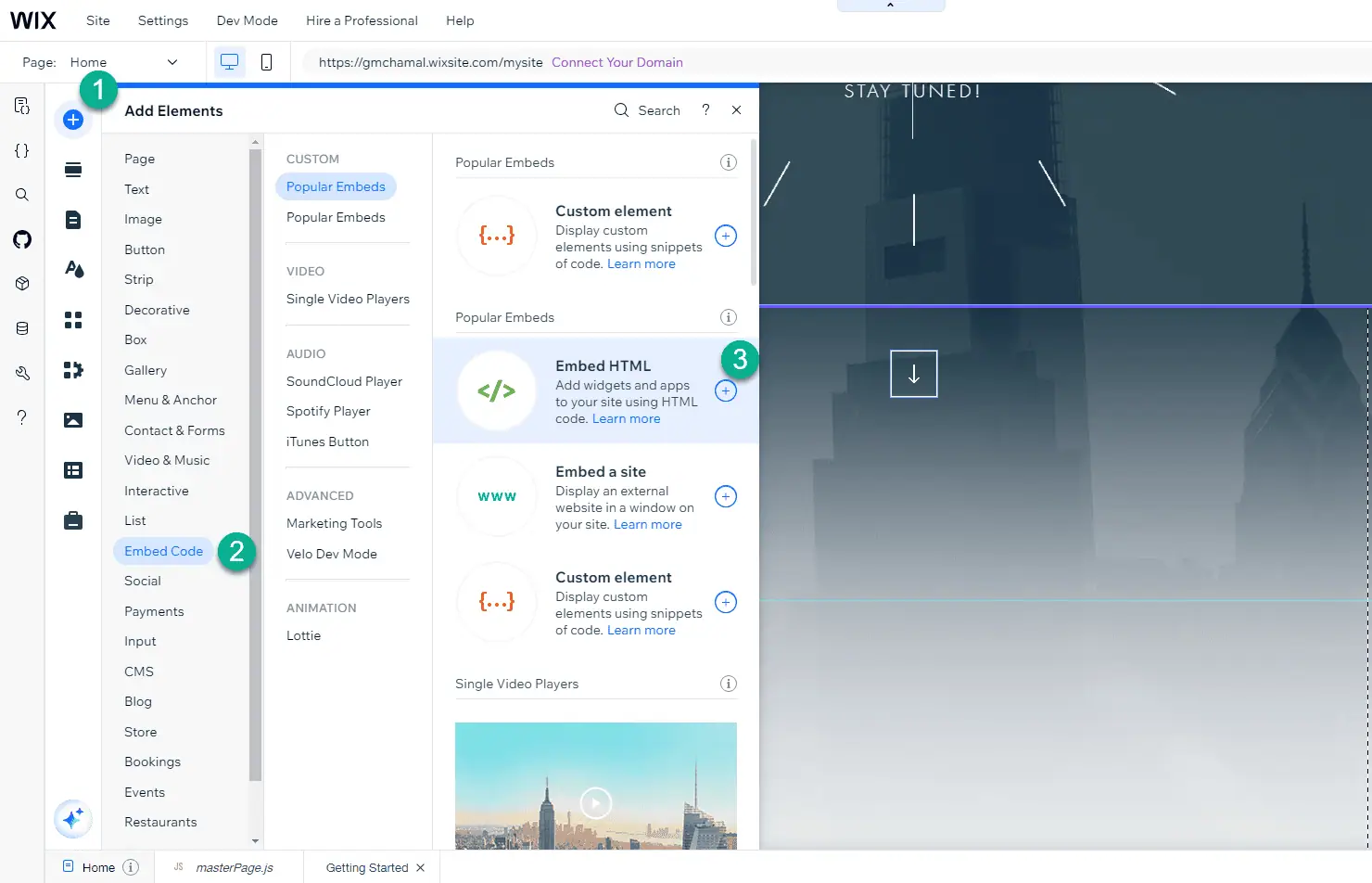 Embed html element Wix