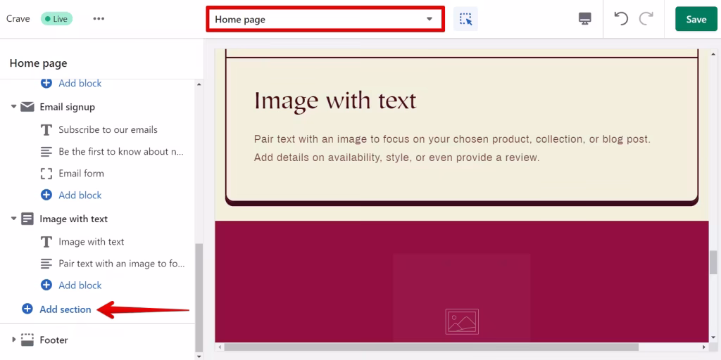 Add Section to Shopify page