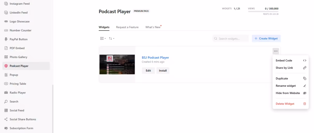 Manage Podcast Player