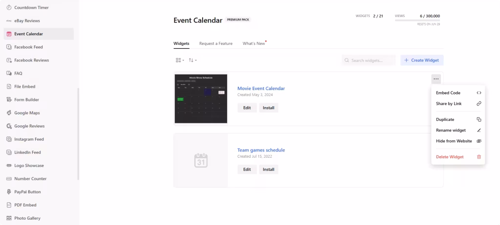 Manage Event Calendars