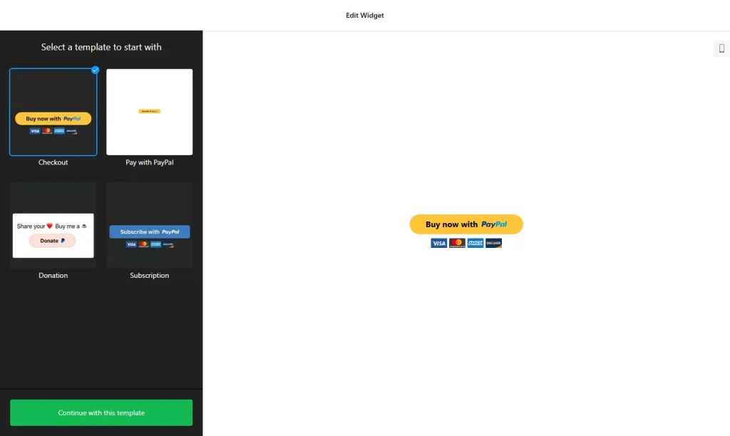 PayPal button generator with button templates
